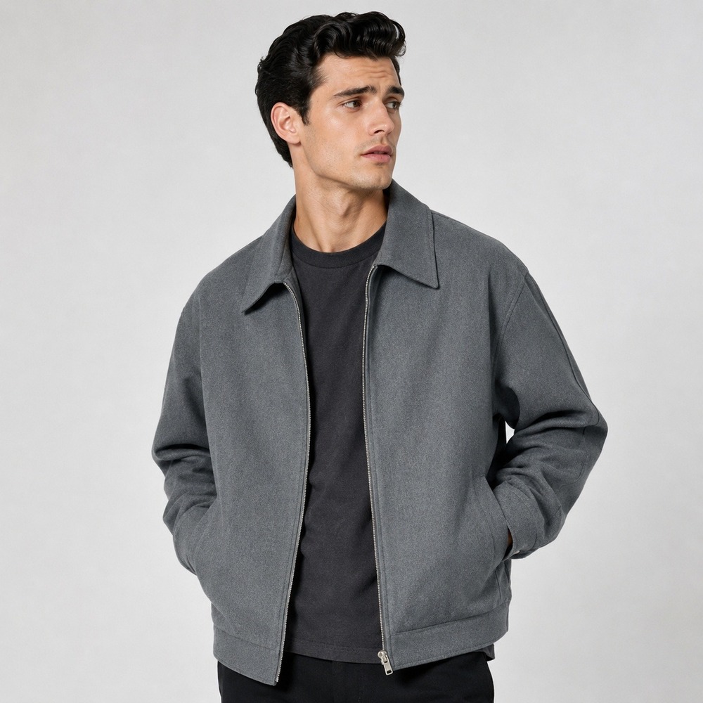 GU Gray Zip Up Jacket / Minimalist Relaxed Streetwear‎ Utility Layer / Size S